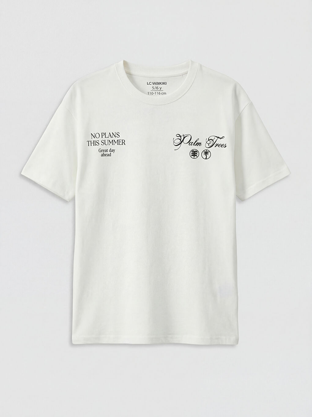 Ekru Bisiklet Yaka Baskılı Erkek Çocuk Tişört-1