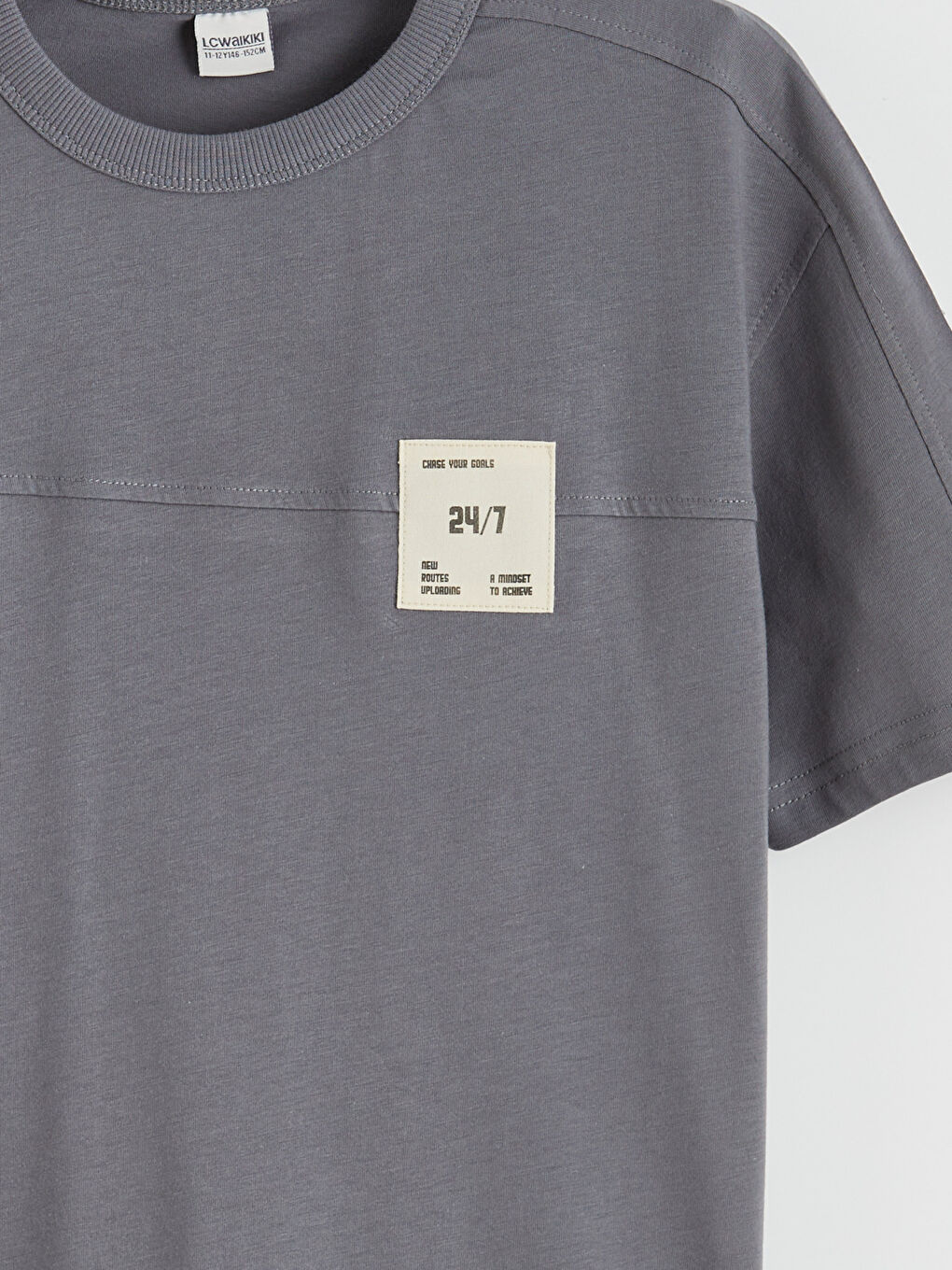 Gri Bisiklet Yaka Baskılı Erkek Çocuk Tişört-3