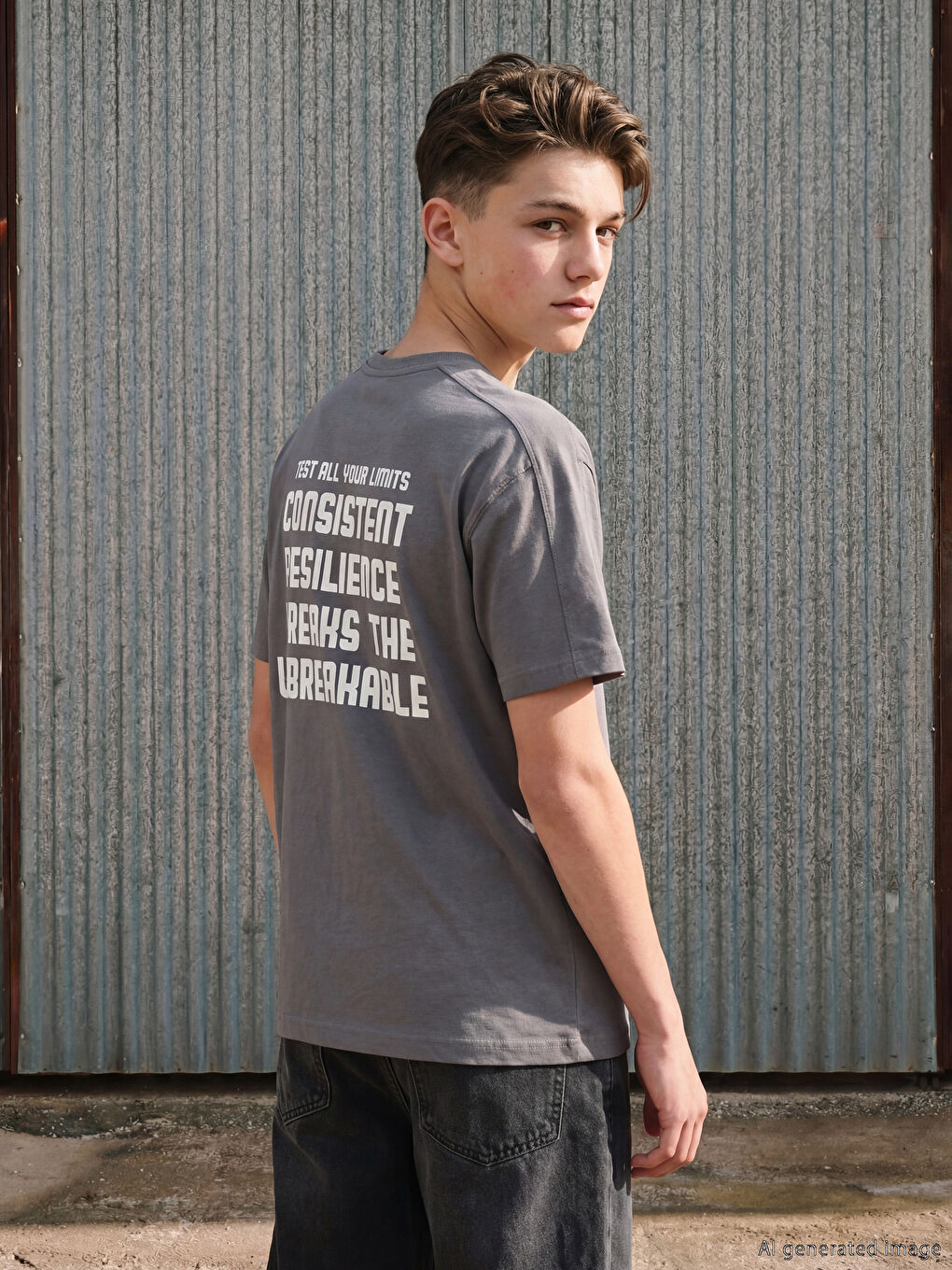 Crew Neck Printed Boys' T-Shirt-1