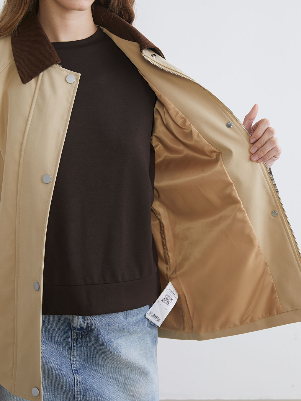 Velvet Shirt Collar Oversize Women's Jacket-3