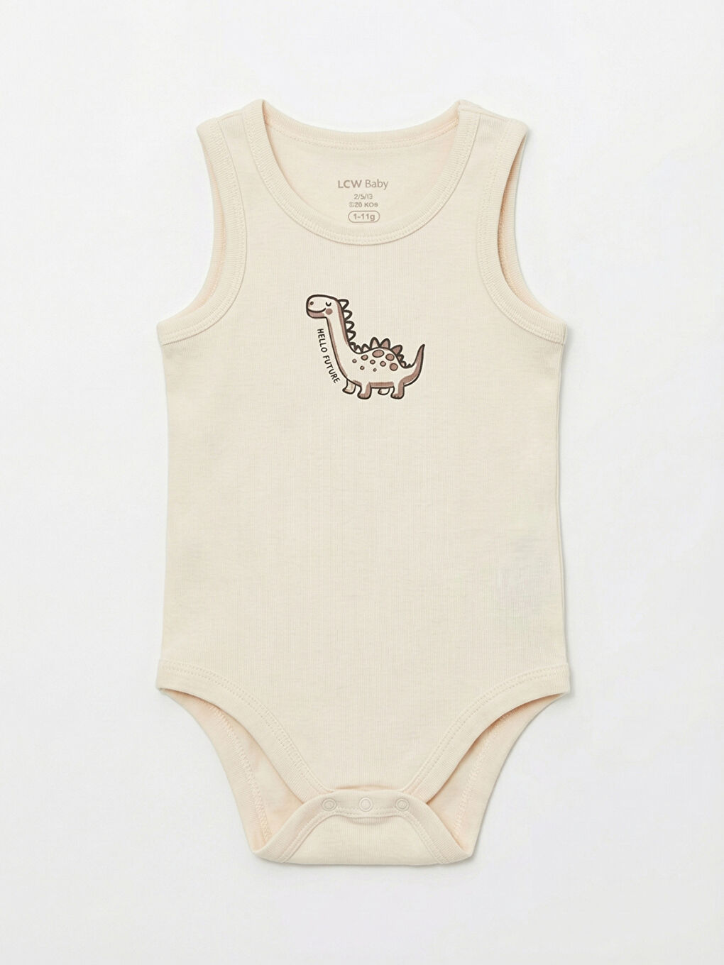 Bej Bisiklet Yaka Baskılı Erkek Bebek Çıtçıtlı Body