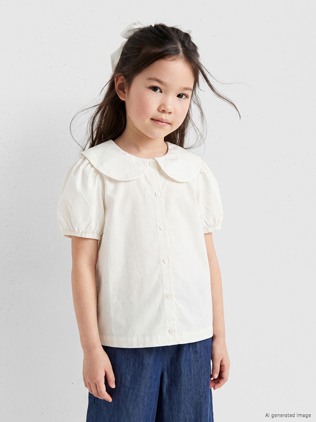 Peter Pan Collar Girls' T-shirt-1