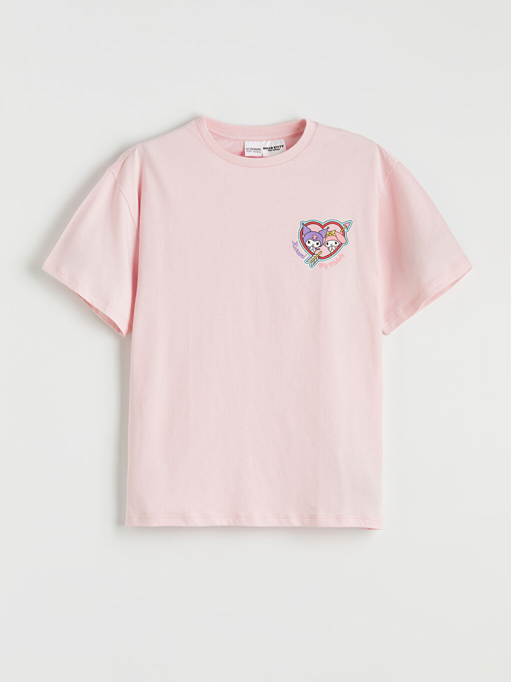 تیشێرت چاپکراوی Hello Kitty بۆ کچان بە قۆڵی گێڕاو-1