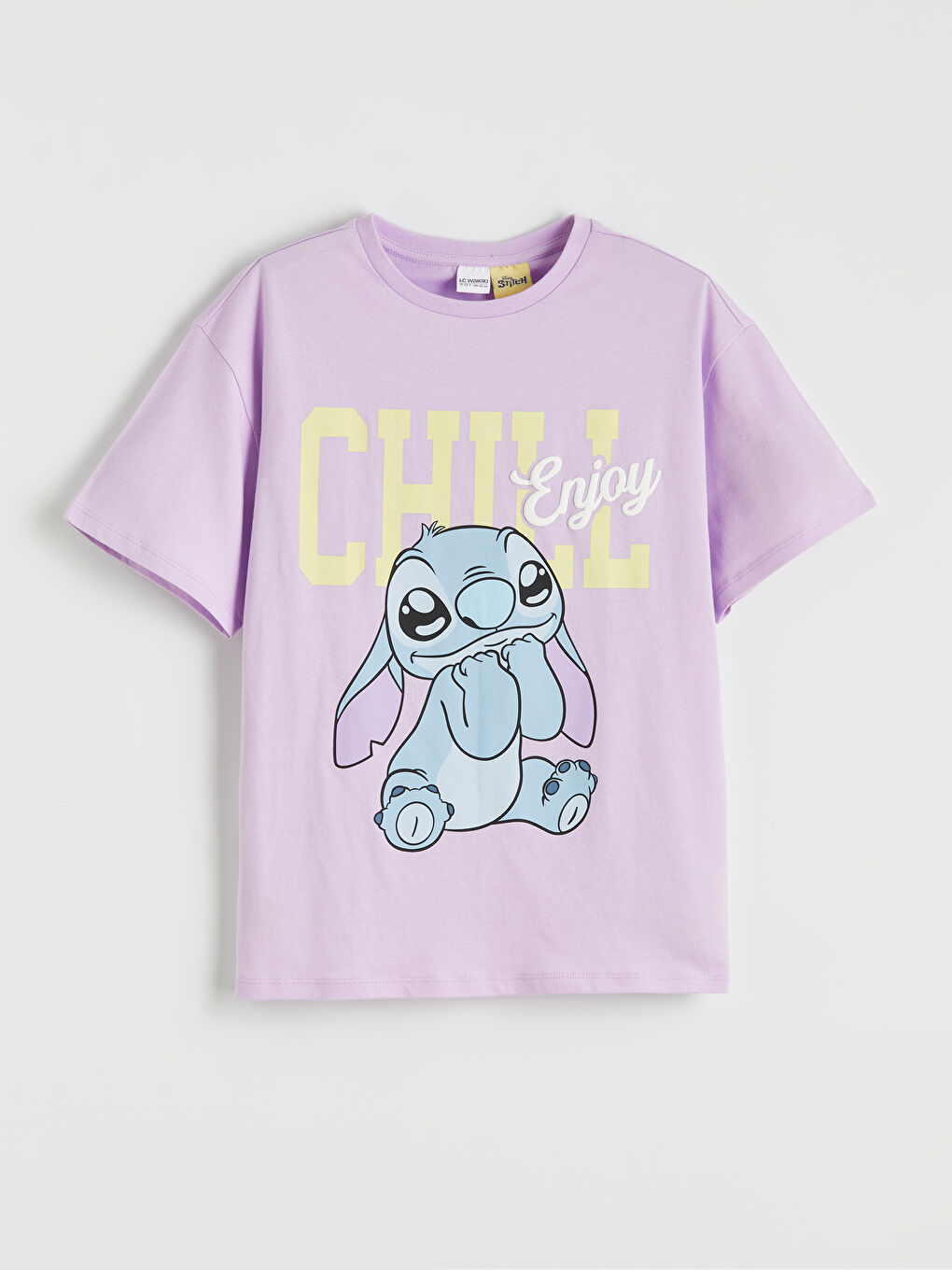 Stitch Printed Crew Neck Girls' T-Shirt