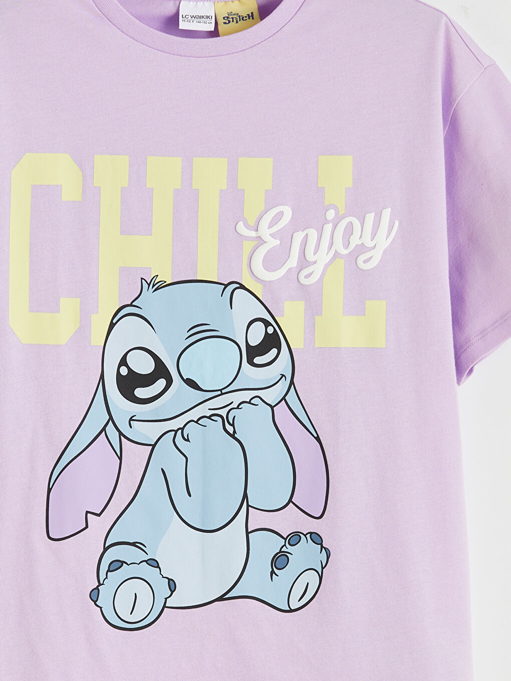 Stitch Printed Crew Neck Girls' T-Shirt-2
