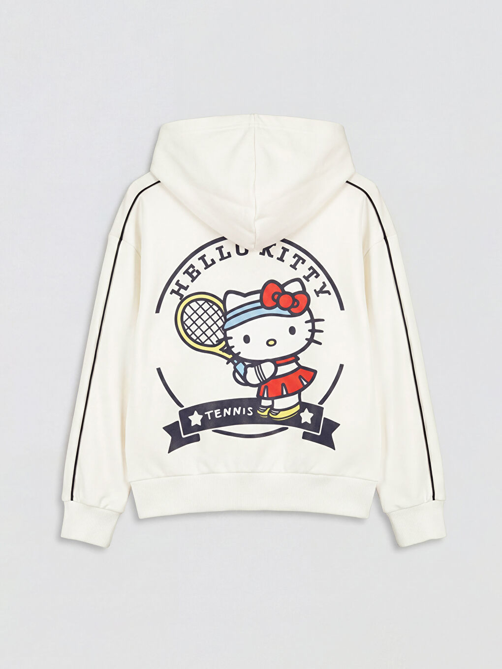 Beyaz Hello Kitty Baskılı Kız Çocuk Soft Touch Fermuarlı Sweatshirt-1