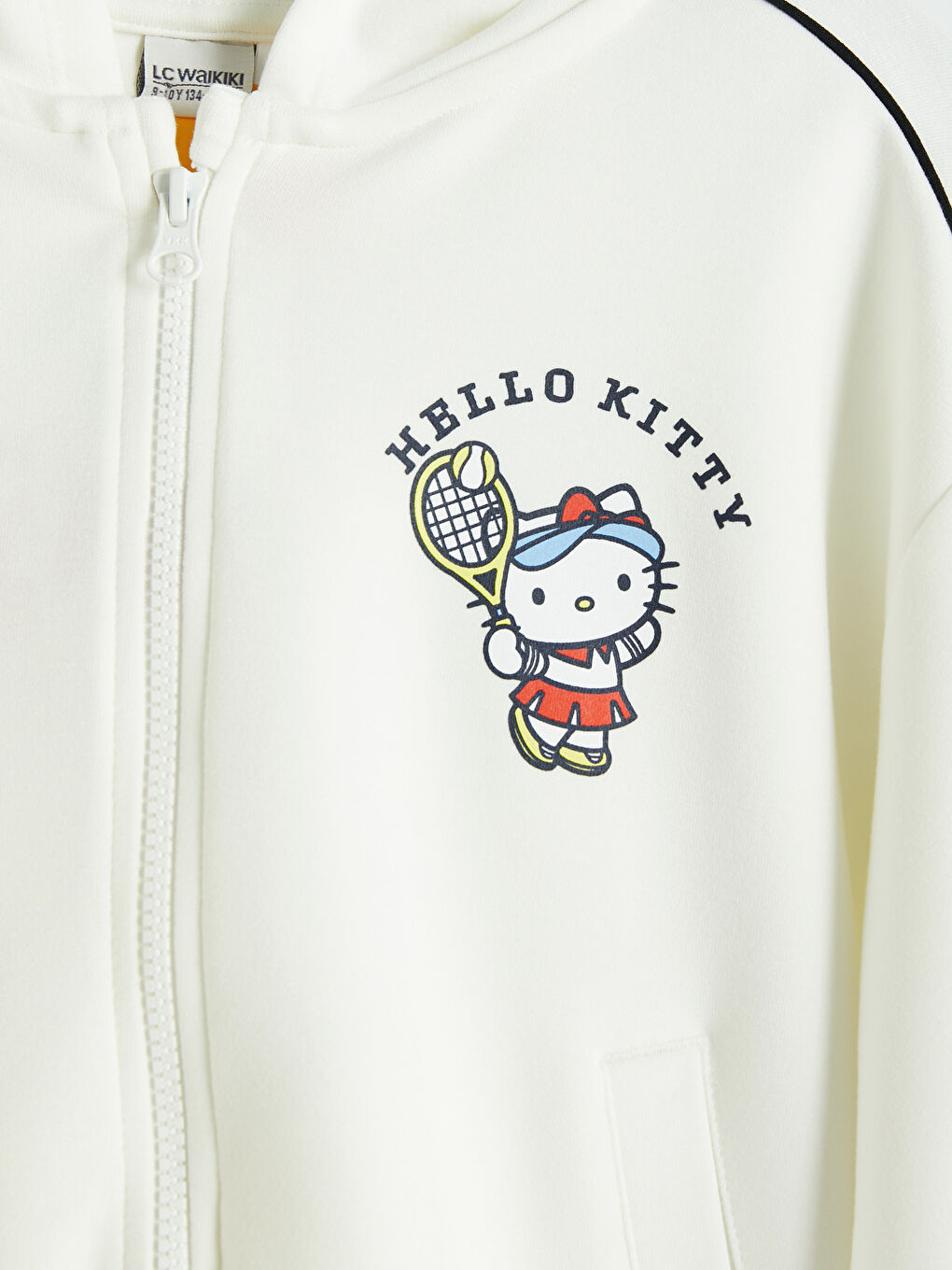 Beyaz Hello Kitty Baskılı Kız Çocuk Soft Touch Fermuarlı Sweatshirt-2