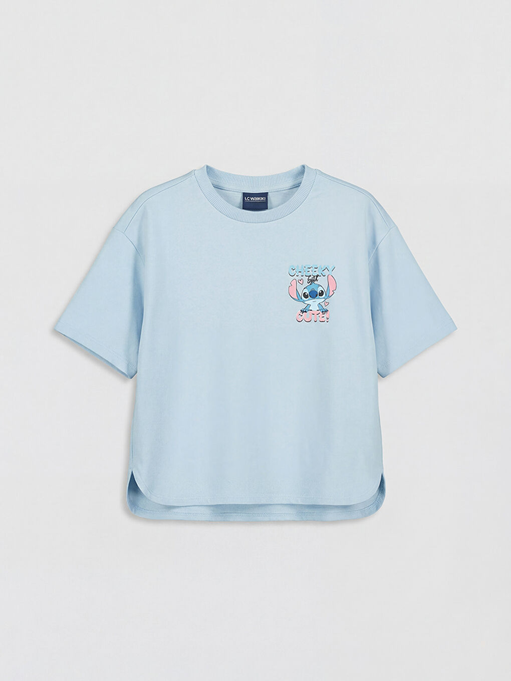 Mavi Stitch Baskılı Kız Çocuk Tişört ve Şort-1