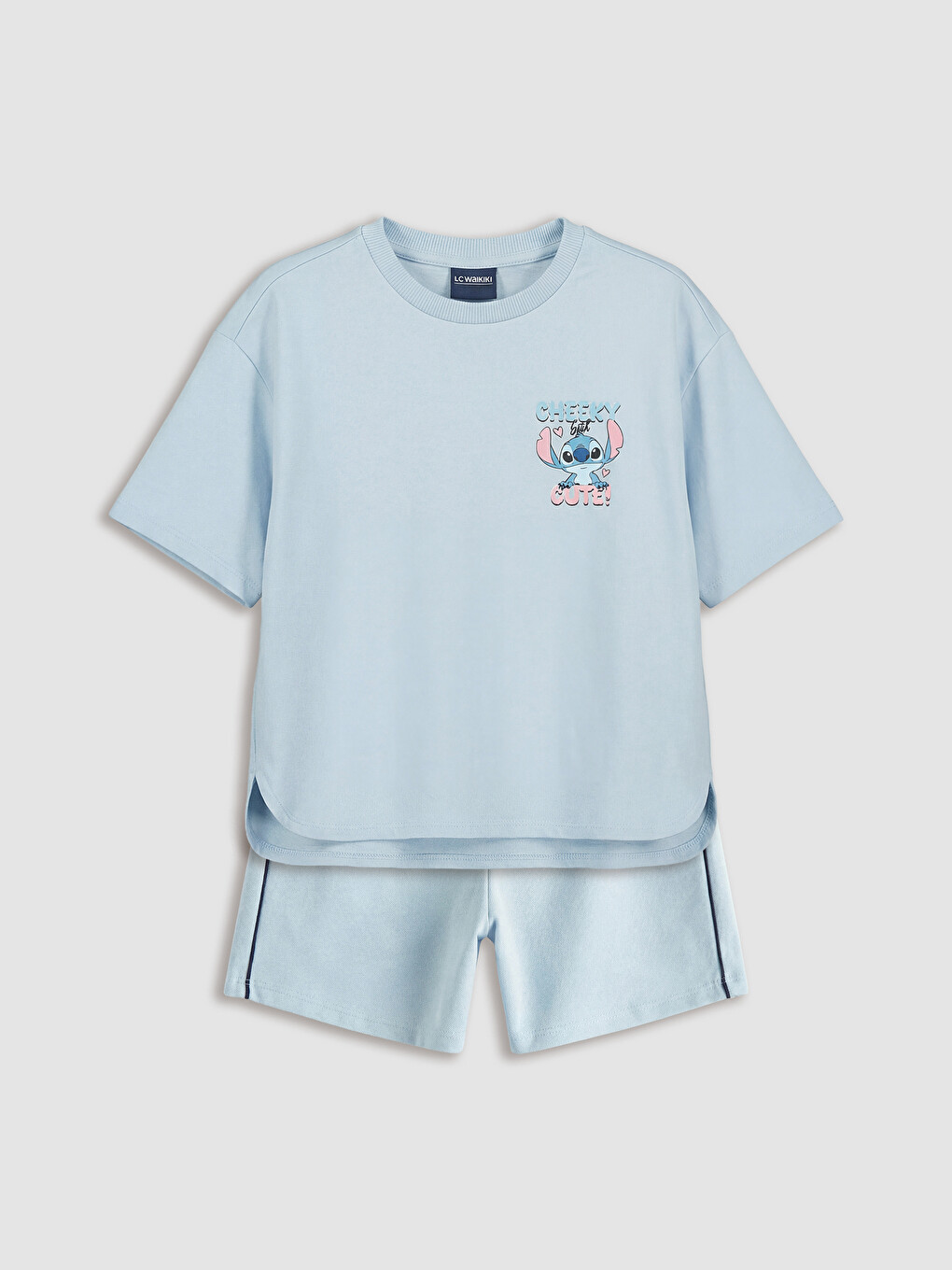 Stitch Printed Girls' T-shirt And Shorts-2