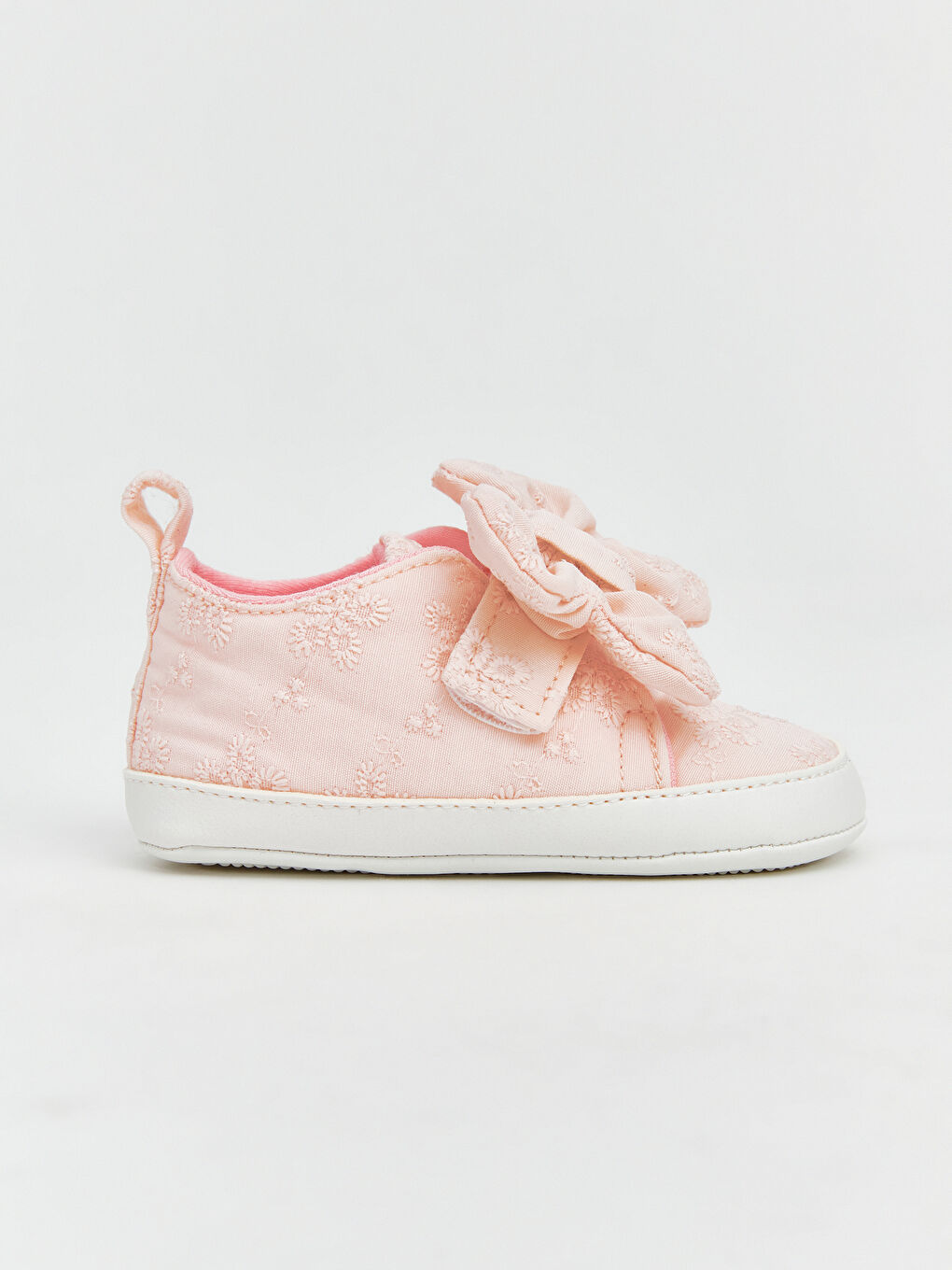 Pembe Fiyonk Detaylı Kız Bebek Yürüme Öncesi Ayakkabı-1