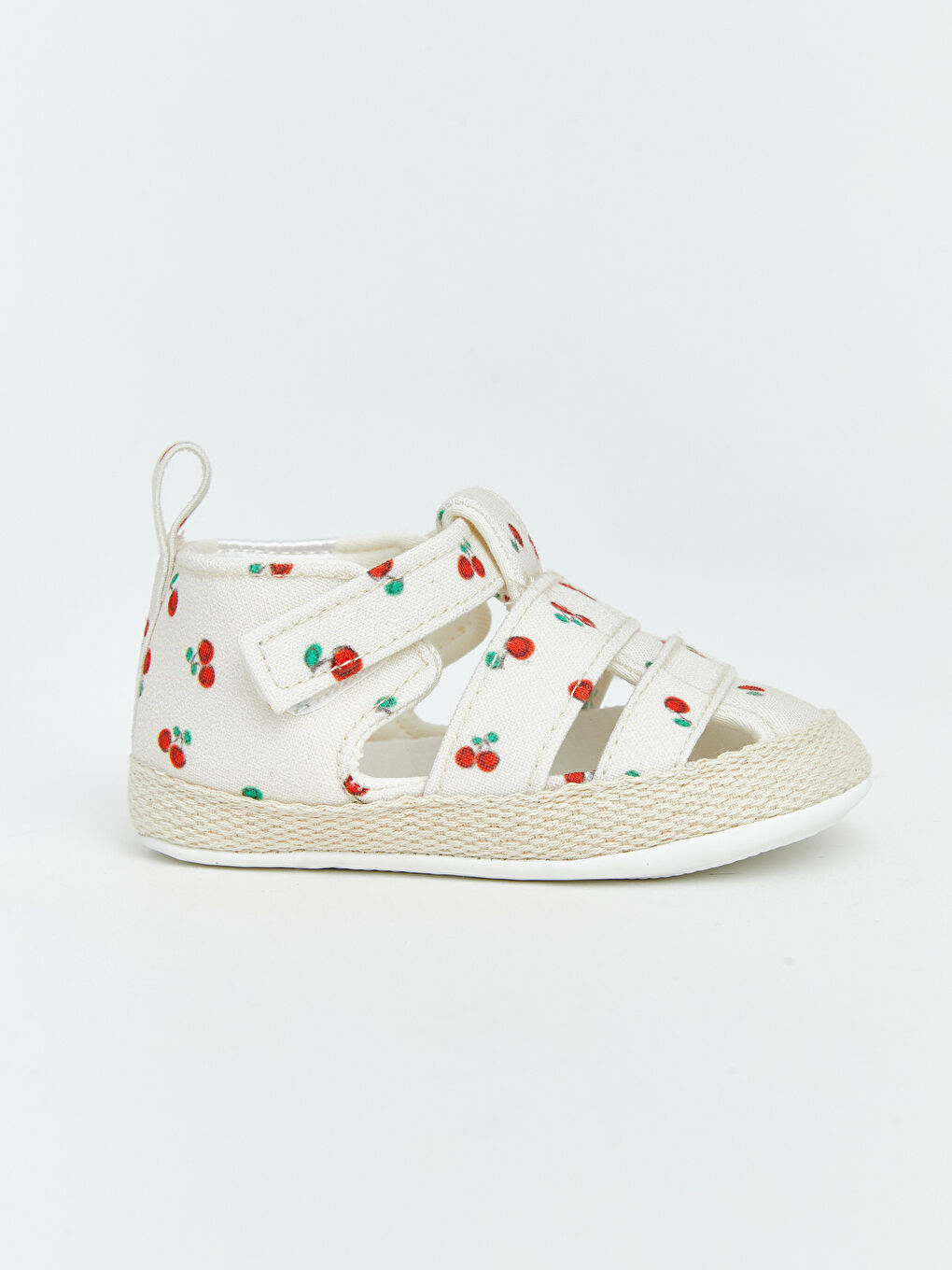 Bej Kiraz Desenli Kız Bebek İlk Adım Ayakkabısı-1