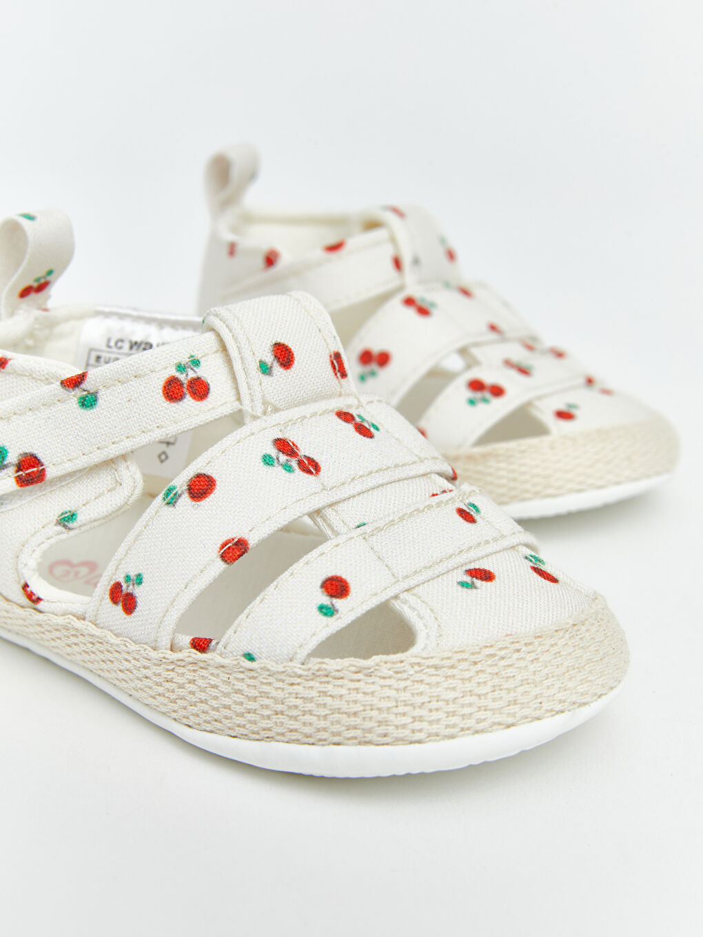 Bej Kiraz Desenli Kız Bebek İlk Adım Ayakkabısı-2