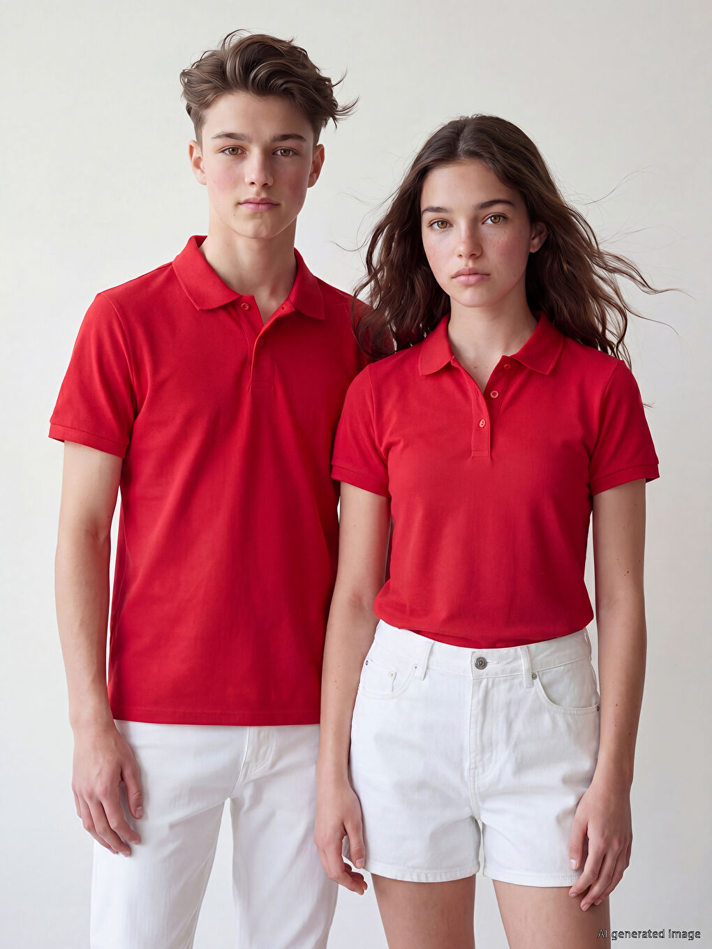 Kırmızı Polo Yaka Unisex Çocuk Pike Tişört