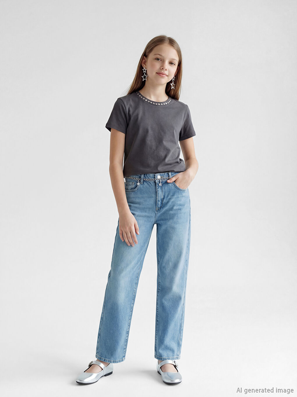 جينز للبنات بقصة مستقيمة-1