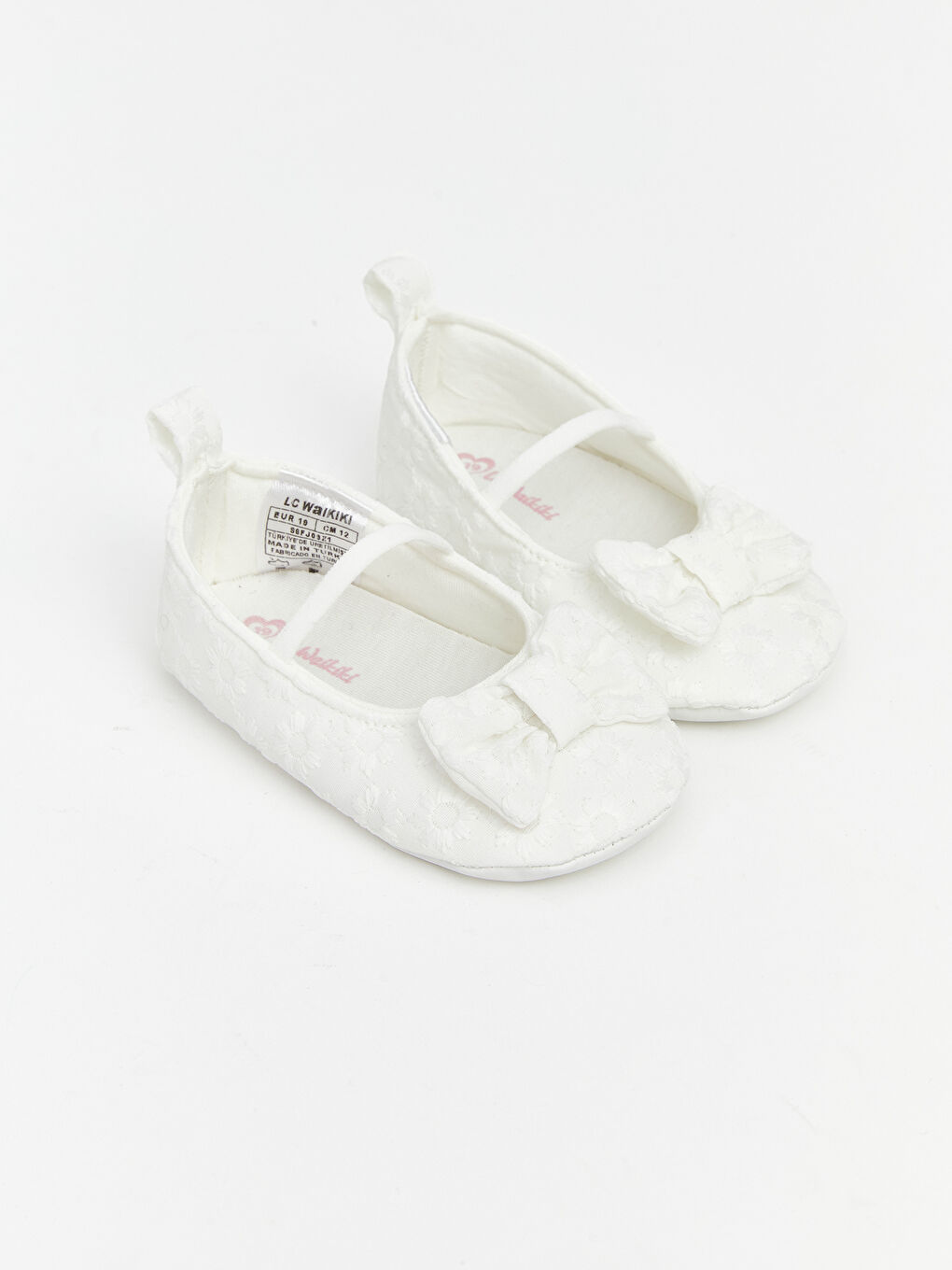 Beyaz Desenli Kız Bebek Yürüme Öncesi Ayakkabı