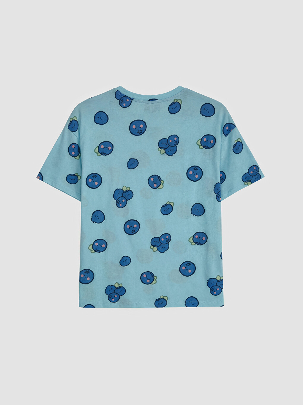 Mavi Bisiklet Yaka Baskılı Kadın Pijama Üstü-1