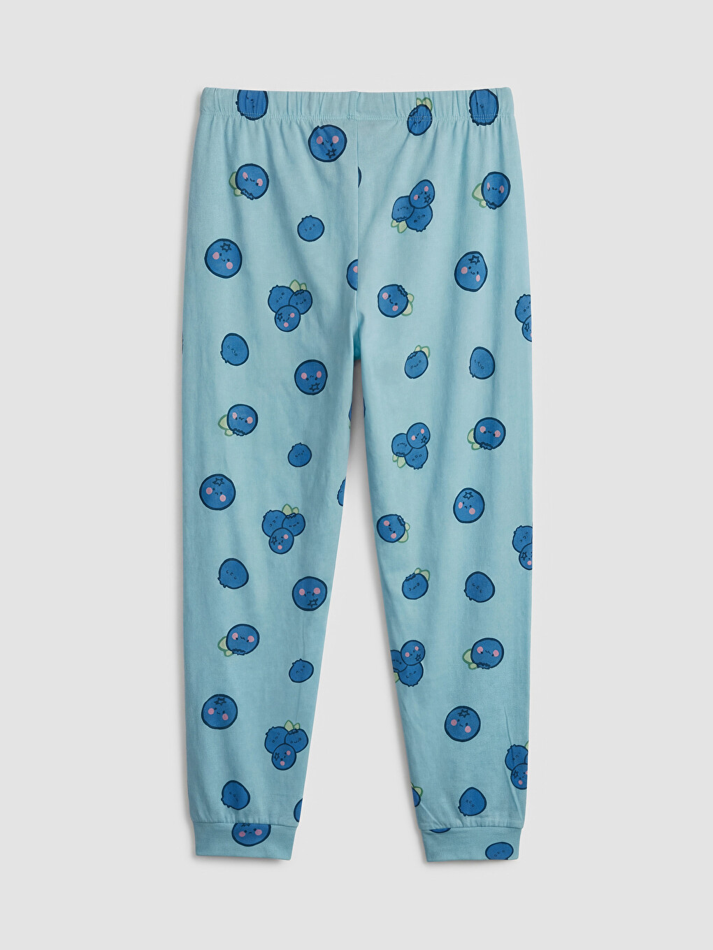Mavi Beli Lastikli Baskılı Kadın Pijama Altı-1