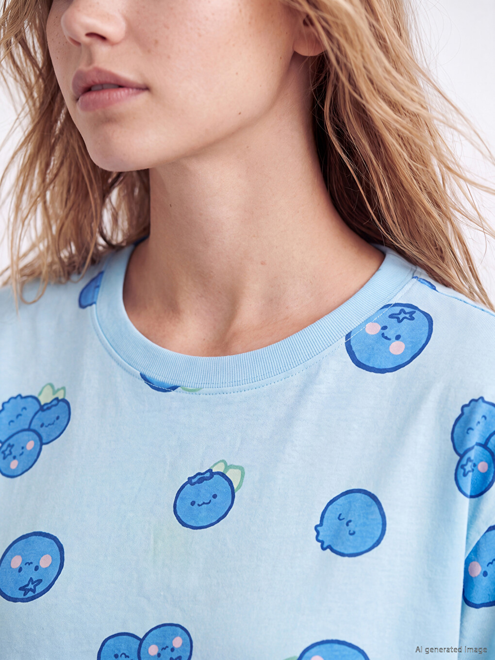Crew Neck Patterned Women's Pyjamas Set-2