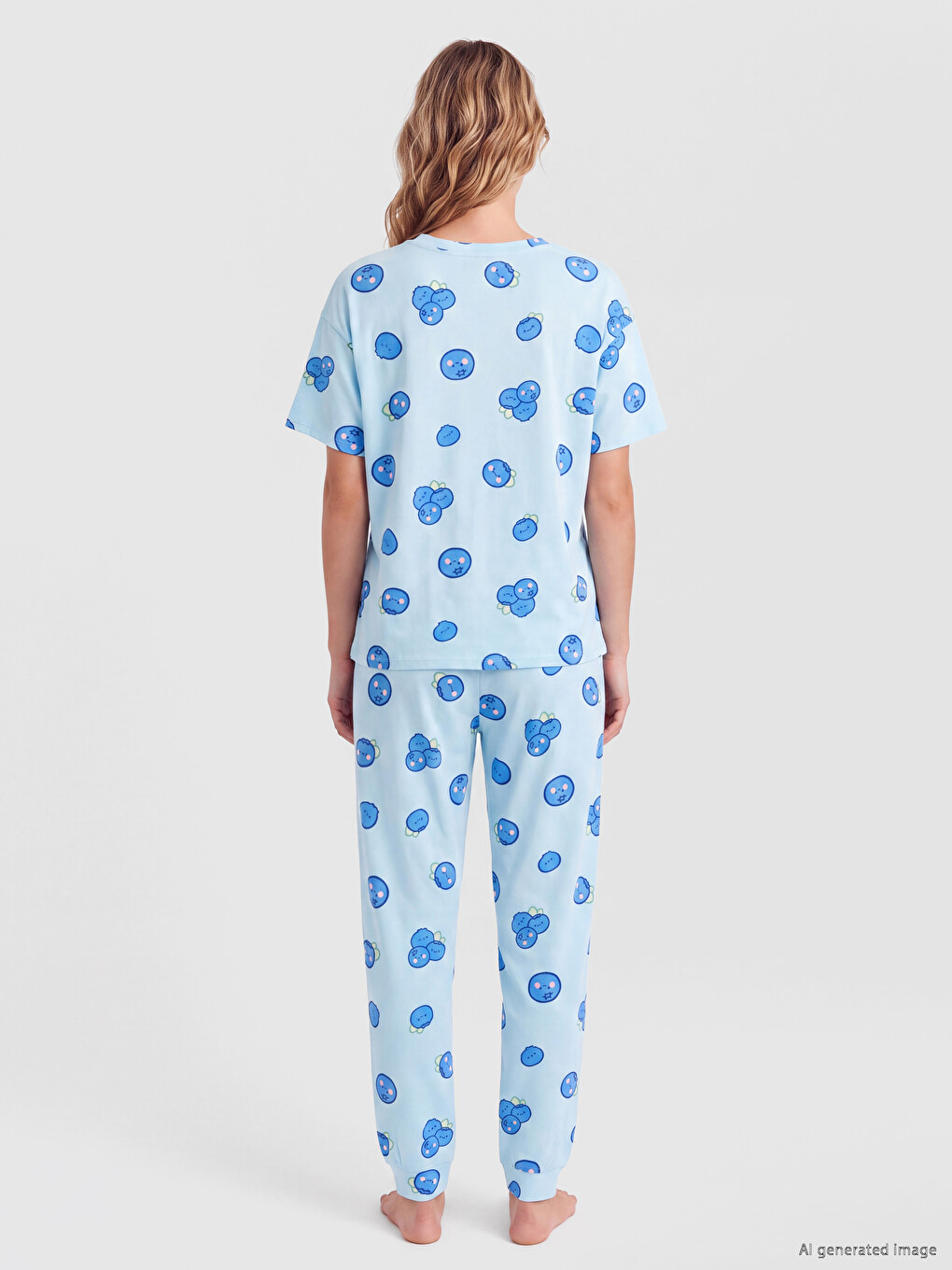 Crew Neck Patterned Women's Pyjamas Set-3