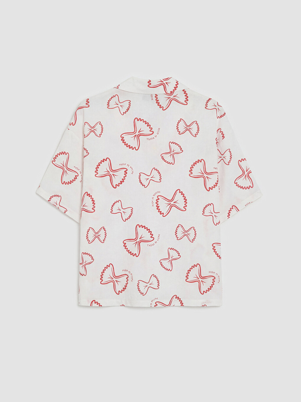 Pembe Gömlek Yaka Baskılı Kadın Pijama Üstü-1