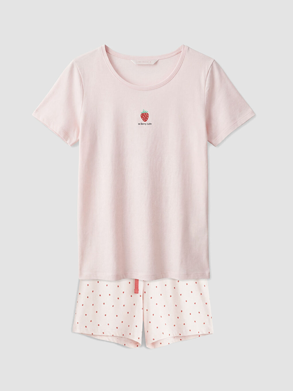 Crew Neck Strawberry Printed Women's Maternity Shortie Pyjama Set