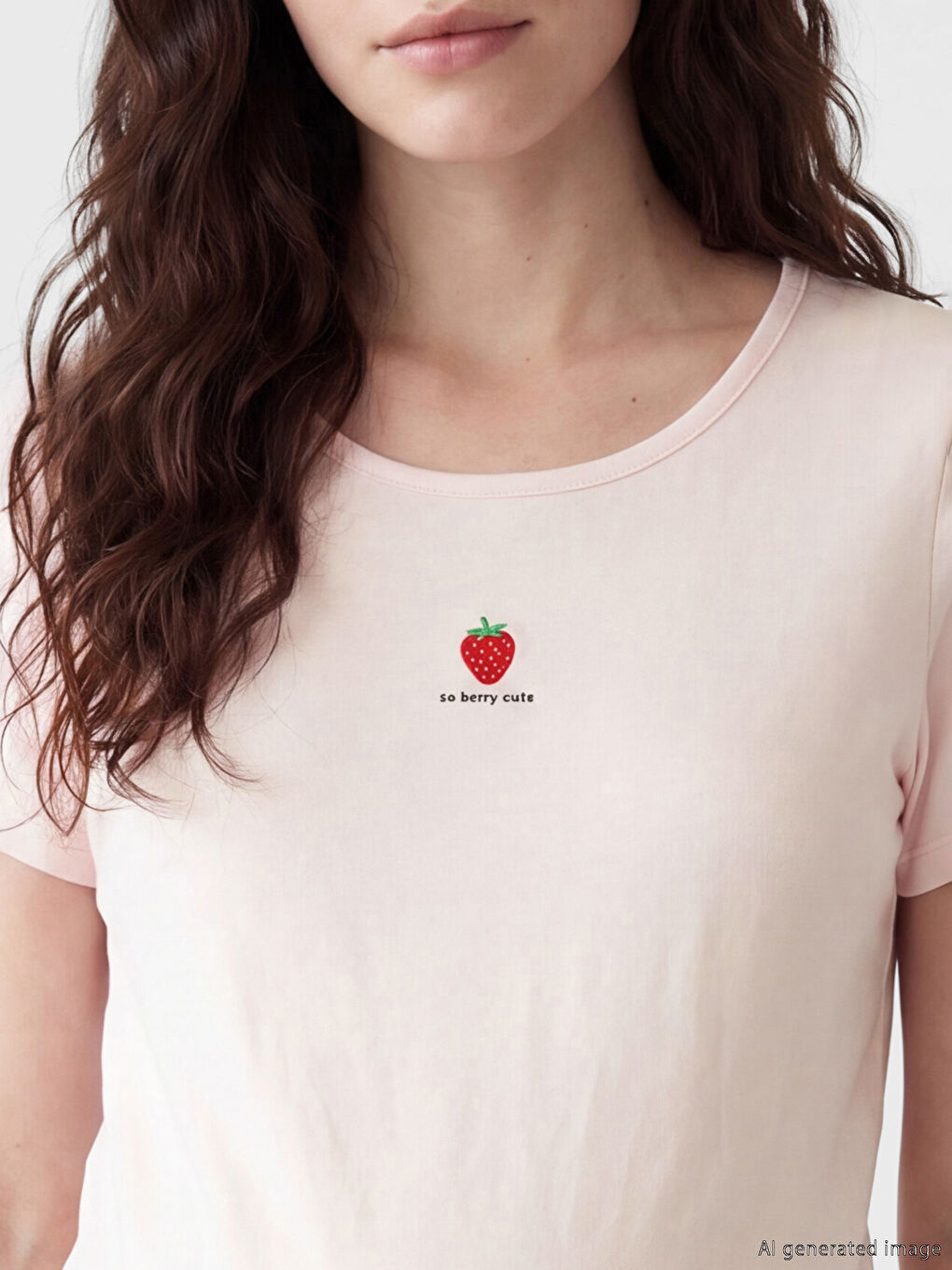 Женский пижамный комплект с шортами для беременных с клубничным принтом и круглым вырезом-2