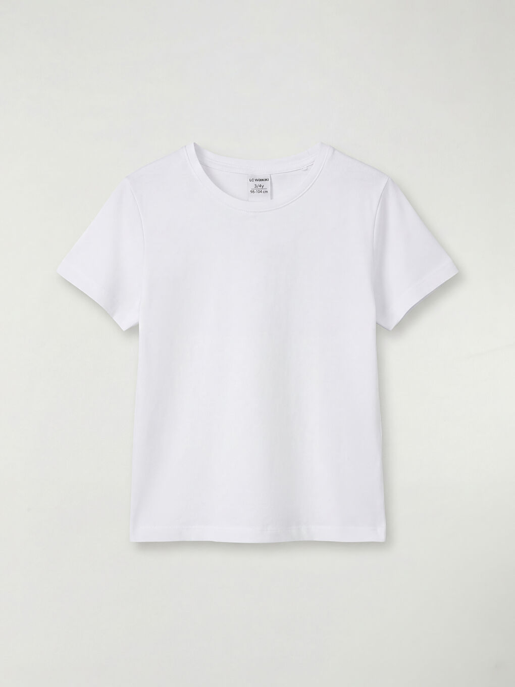 Beyaz Bisiklet Yaka Kız Çocuk Tişört	