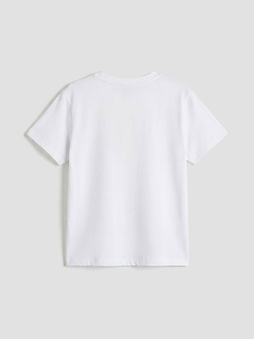 Beyaz Bisiklet Yaka Kız Çocuk Tişört	-1