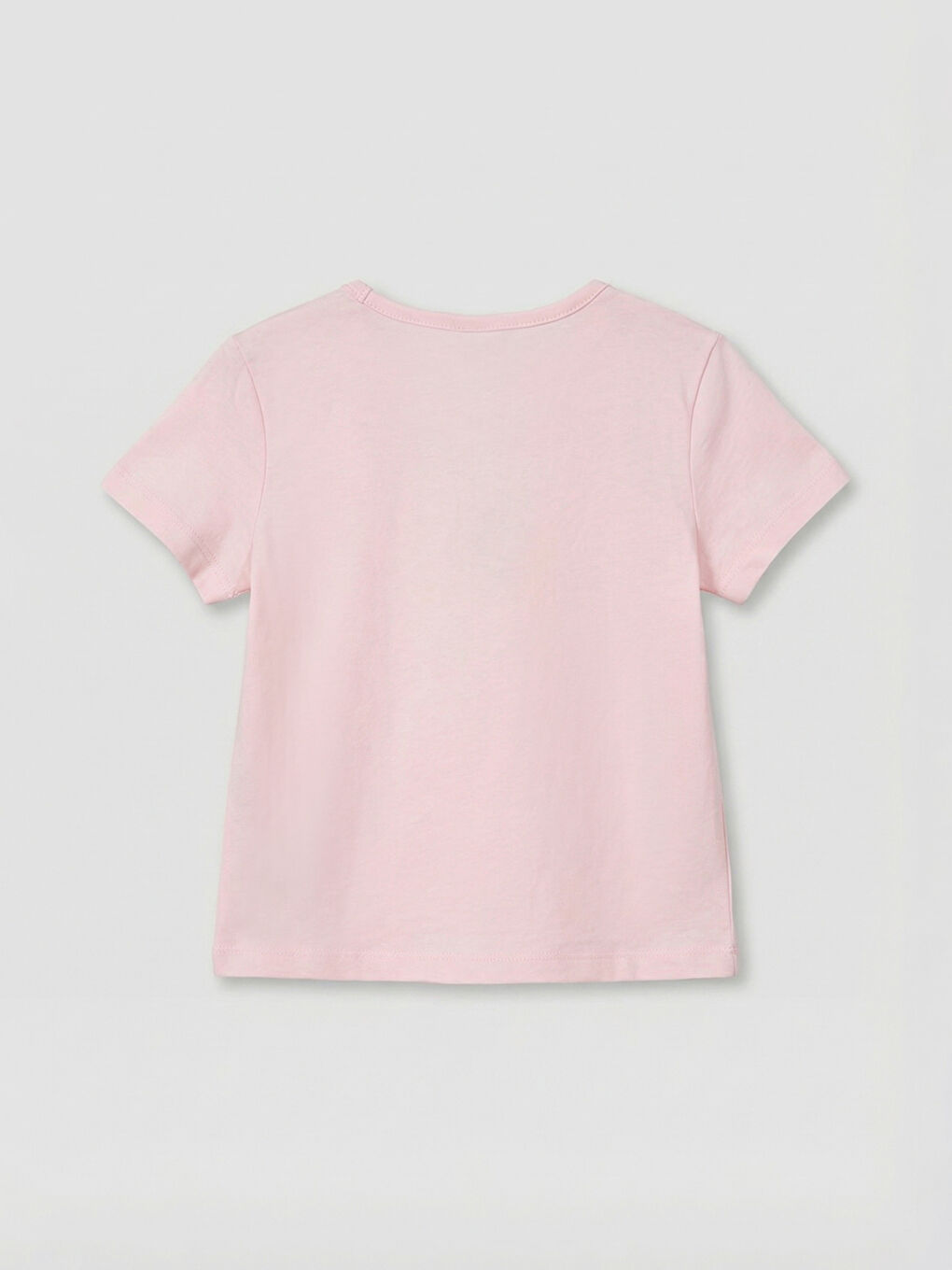 Pembe Bisiklet Yaka Kız Çocuk Tişört-1