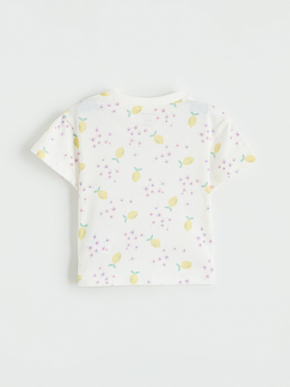 Ekru Bisiklet Yaka Baskılı Kız Bebek Tişört 3'lü-5