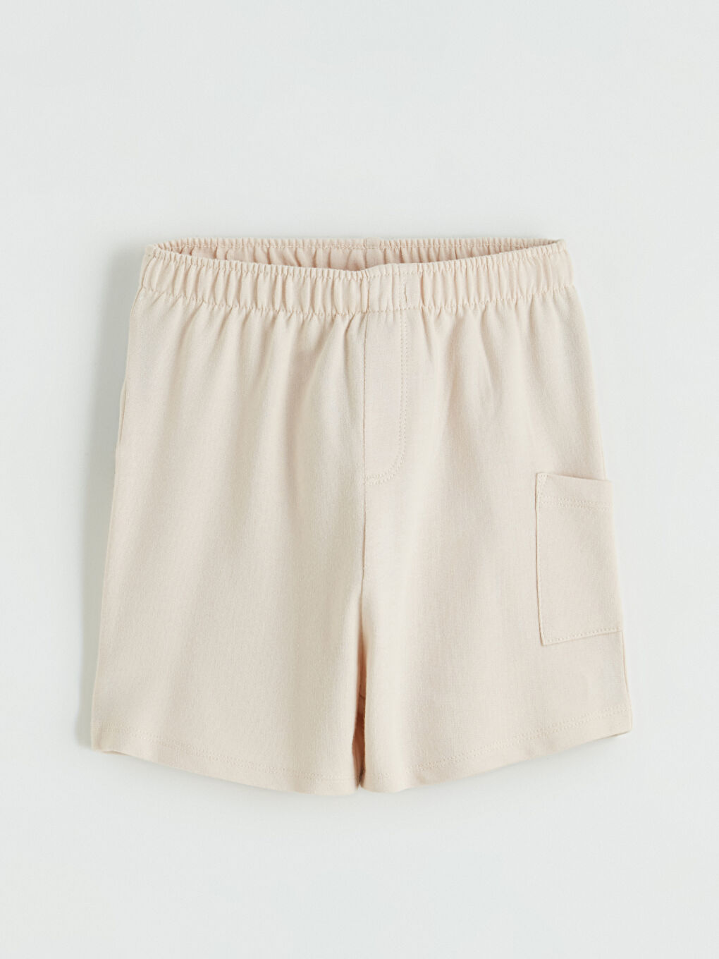 Bej Beli Lastikli Erkek Bebek Şort 2'li-4