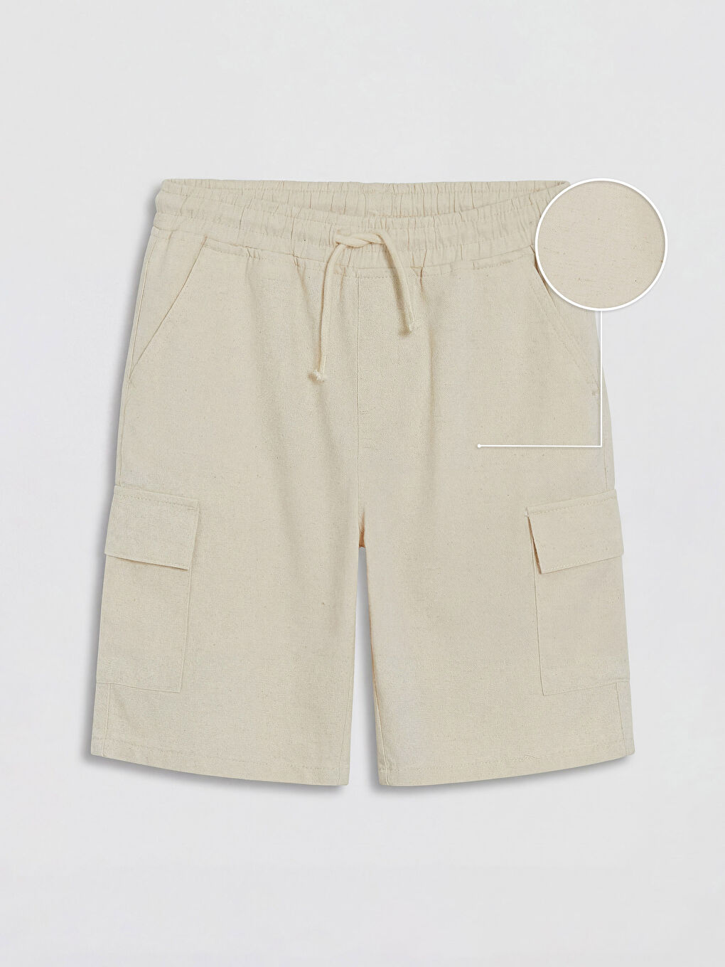 Ekru Erkek Çocuk Gabardin Kargo Şort
