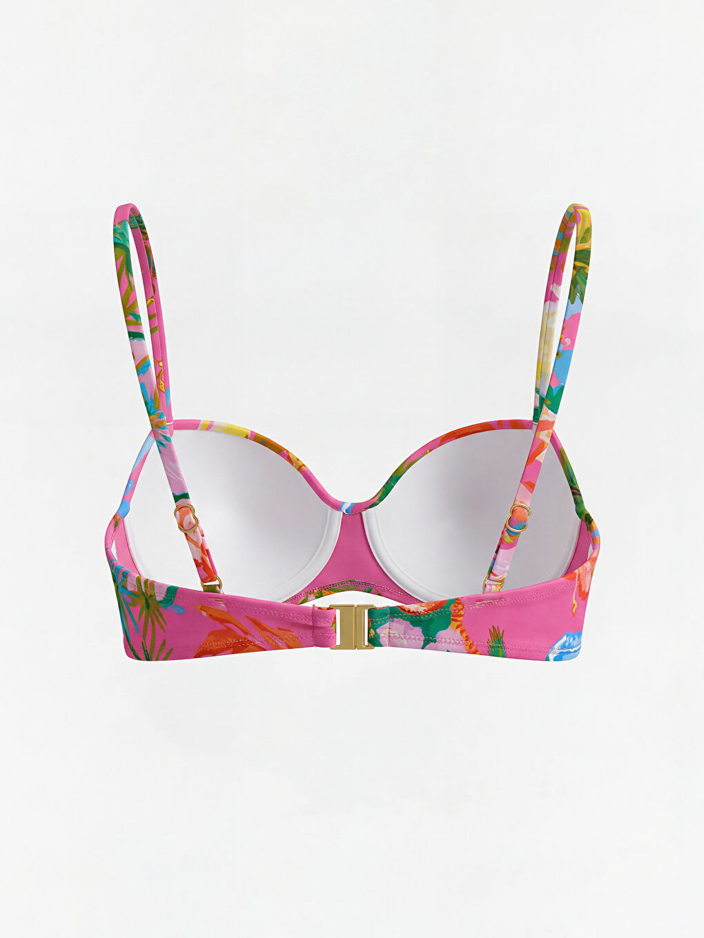 Pembe Dolgusuz İp Askılı Desenli Kadın Bikini Üst-1