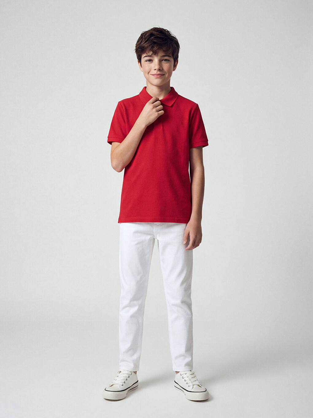 Beyaz Slim Fit Erkek Çocuk Pantolon