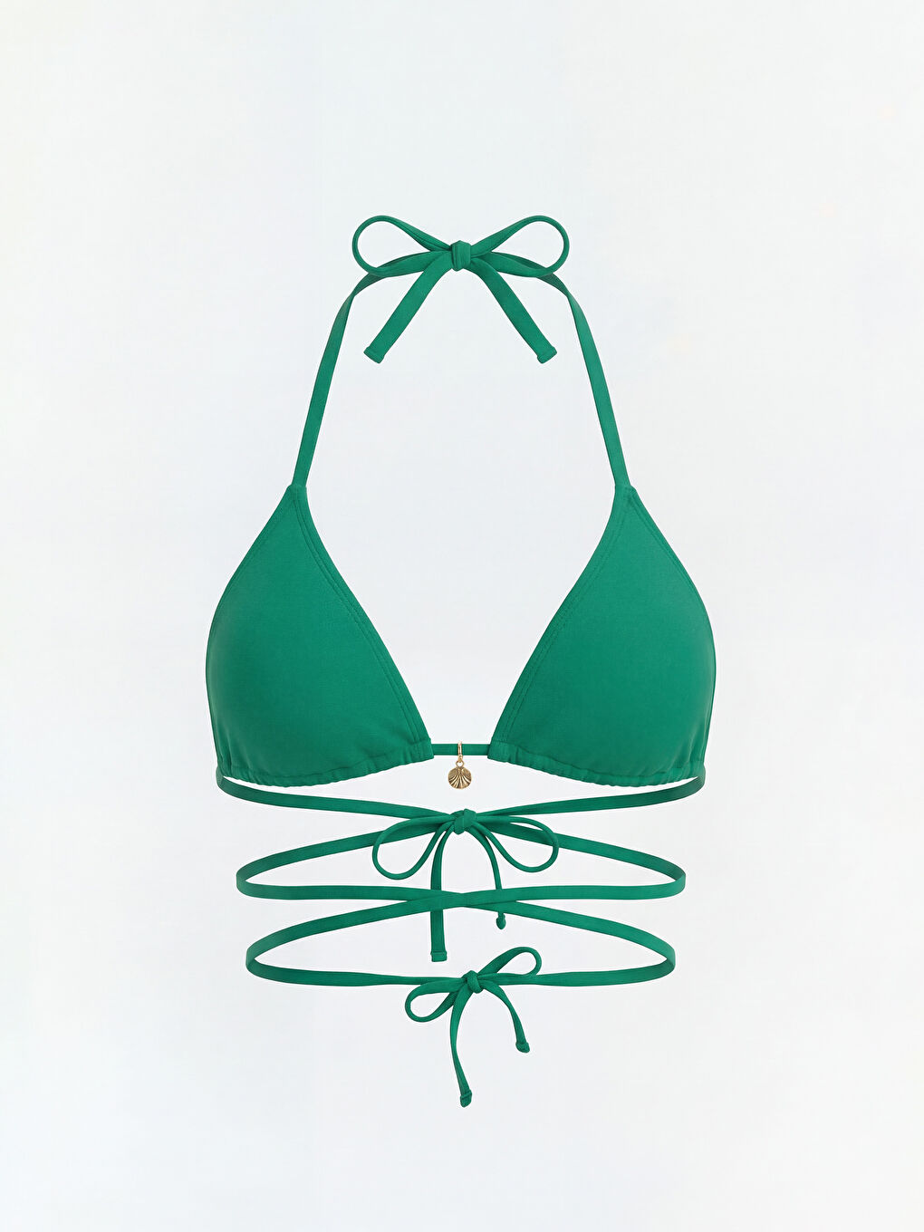 Yeşil Çıkarılabilir Pedli Bağlamalı Kadın Bikini Üstü-1