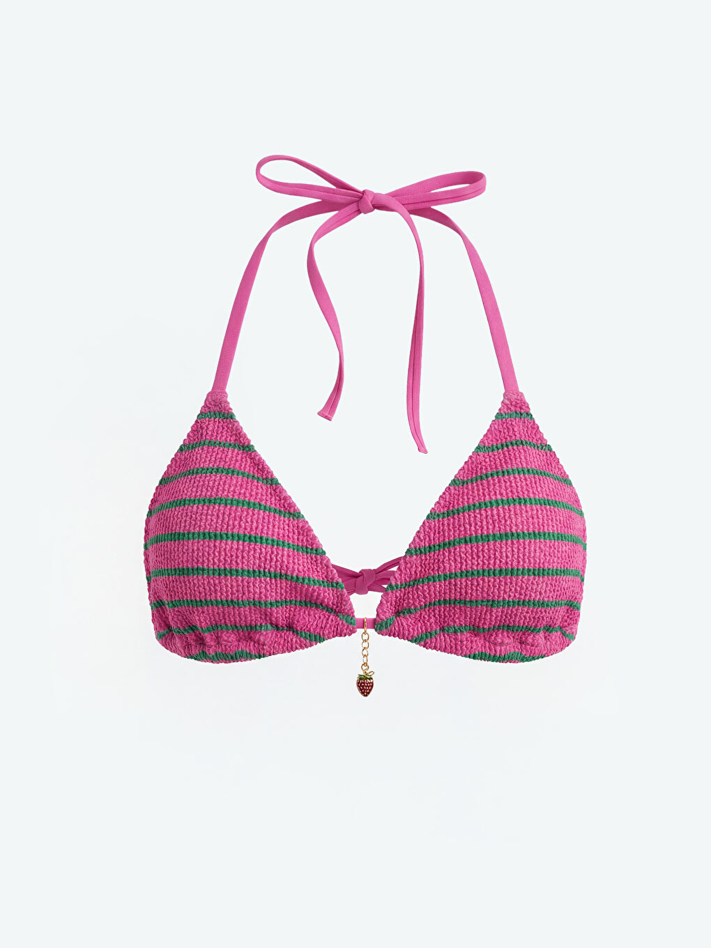 Pembe Çizgili Çıkarılabilir Pedli Kadın Bikini Üst