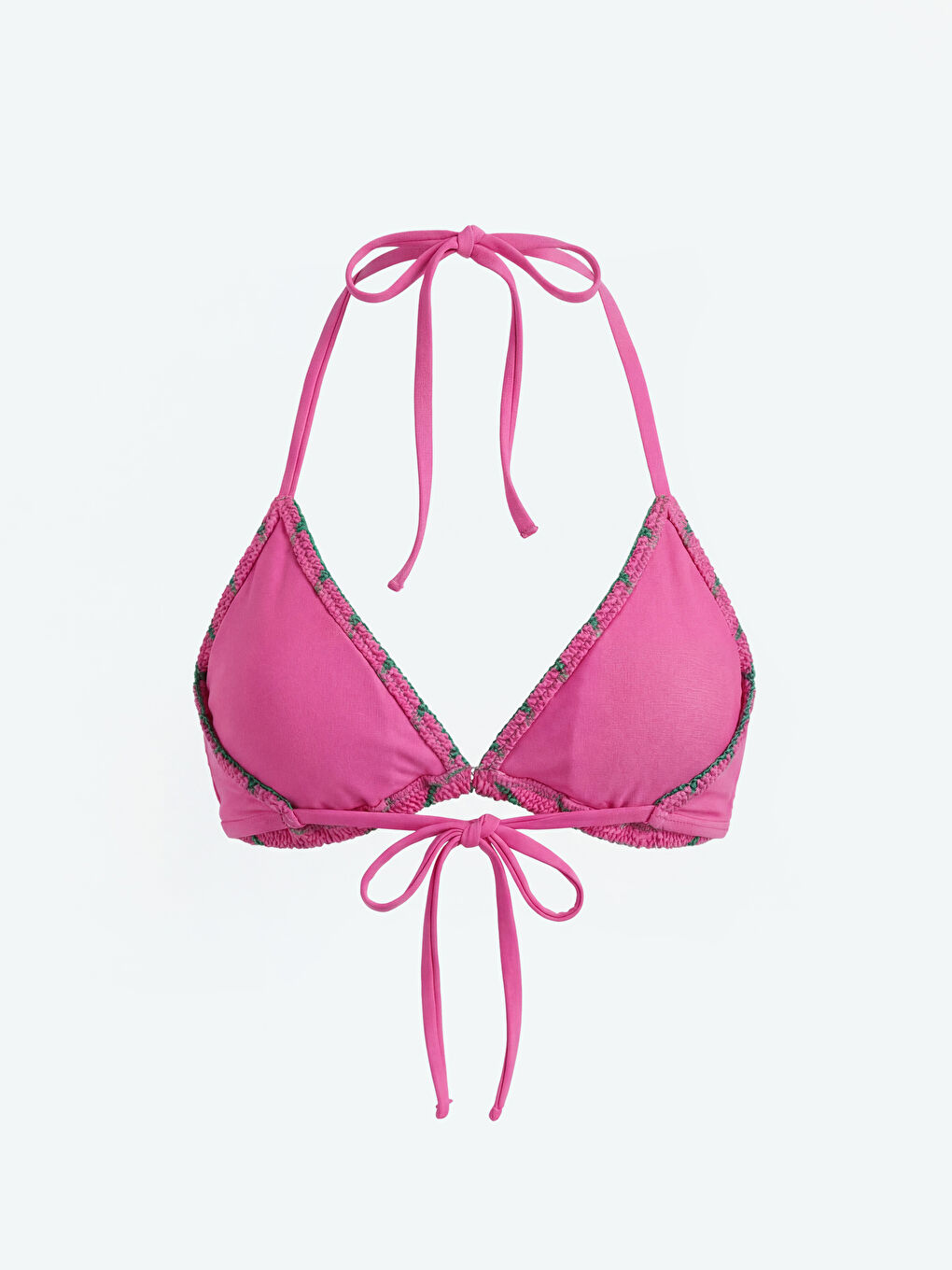 Pembe Çizgili Çıkarılabilir Pedli Kadın Bikini Üst-1