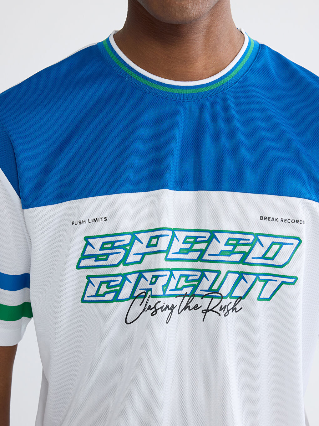 Ekru Bisiiklet Yaka Baskılı Erkek Tişört-2