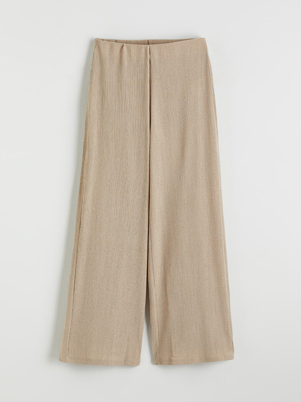 Textured Women's Trousers with Elastic Waistband-4
