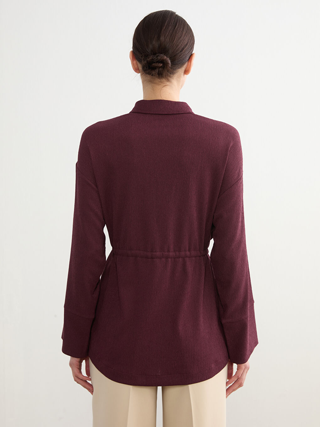 بلوزة مكشكشة منسوجة للسيدات-3