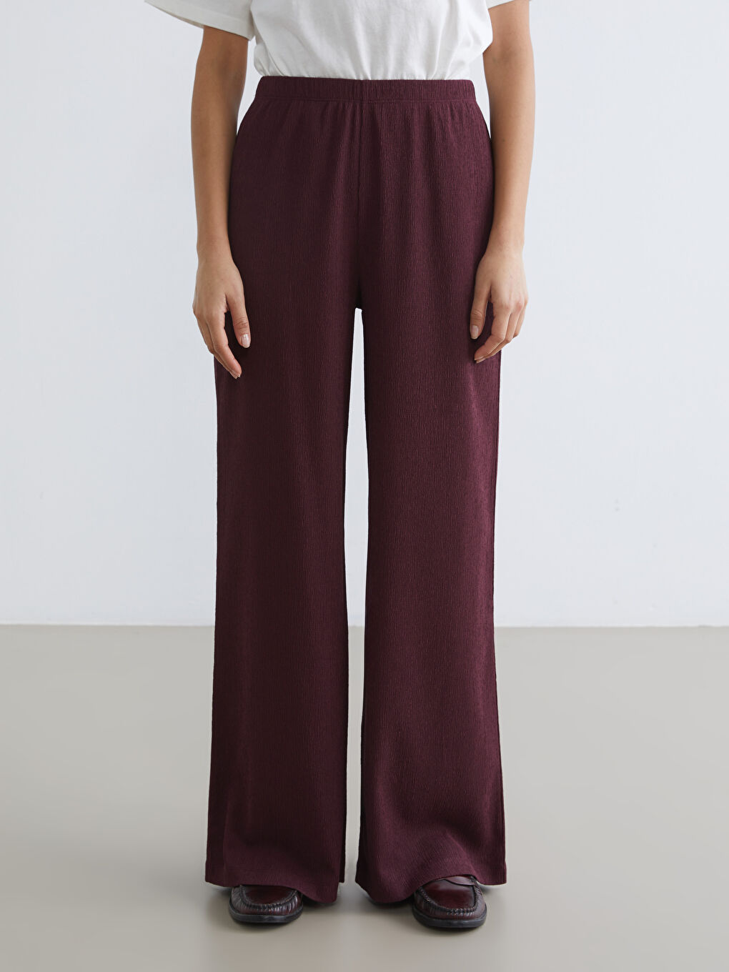 Elasticated Waist Textured Women's Trousers-1