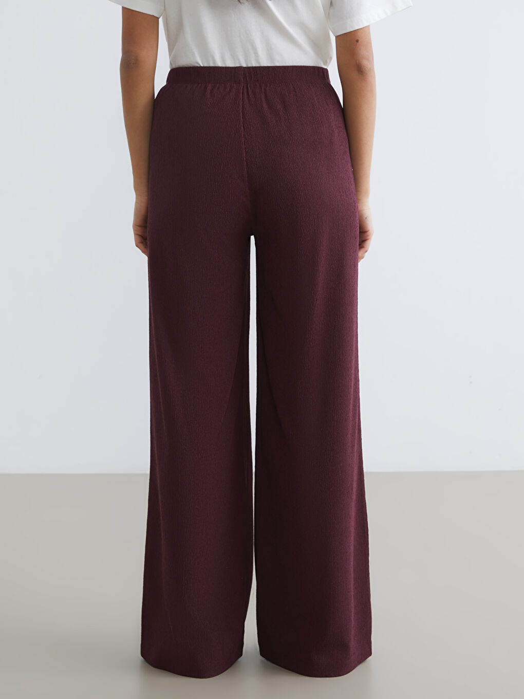 Elasticated Waist Textured Women's Trousers-3