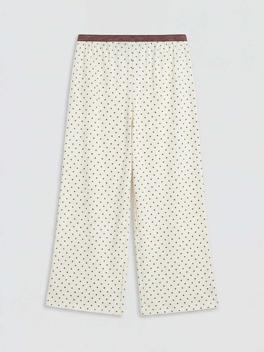 Ekru Beli Lastikli Puantiyeli Kadın Kapri Pijama Alt-1