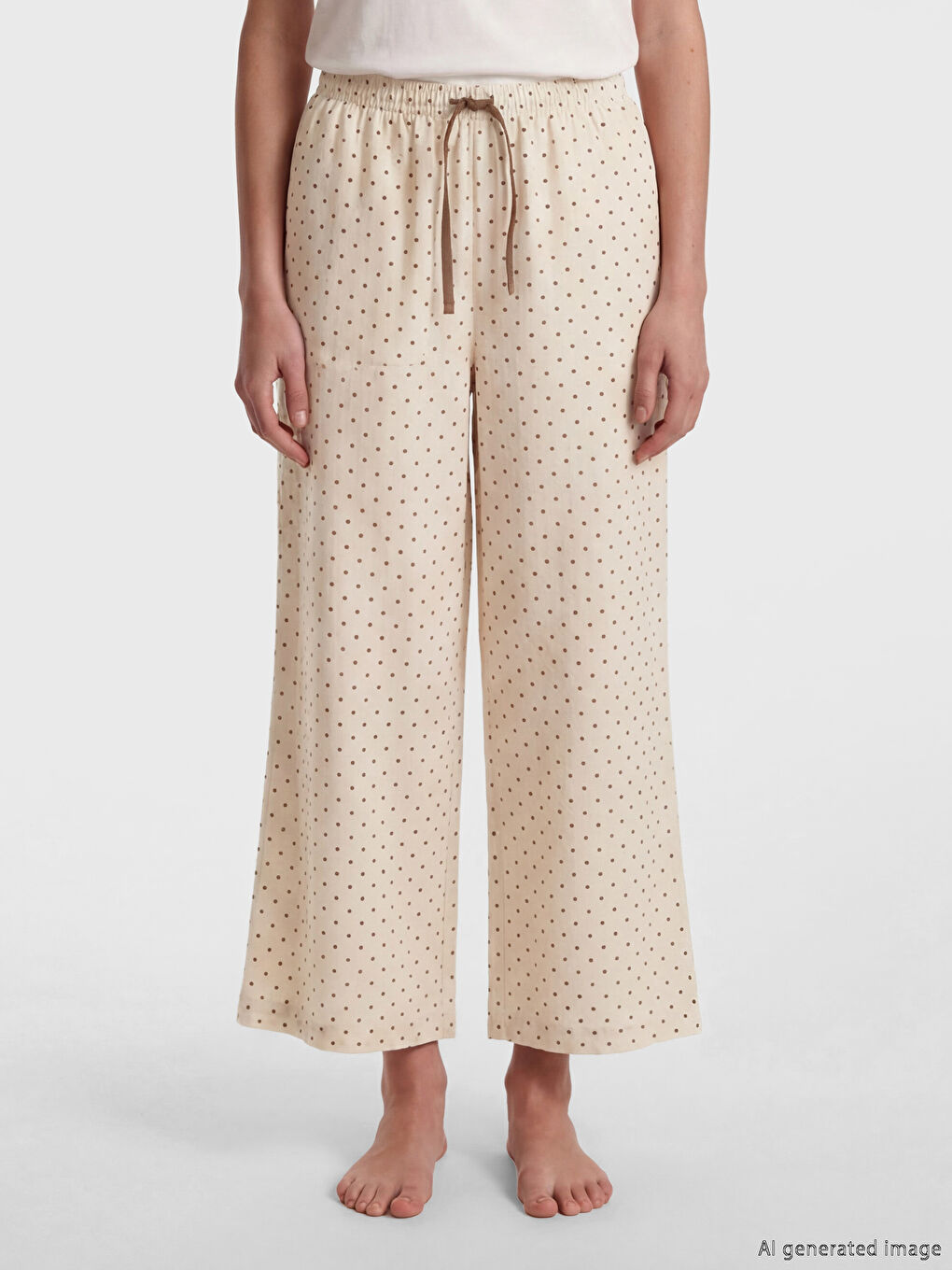 Donji deo ženske kapri pidžame sa elastičnim strukom i tufnama-1