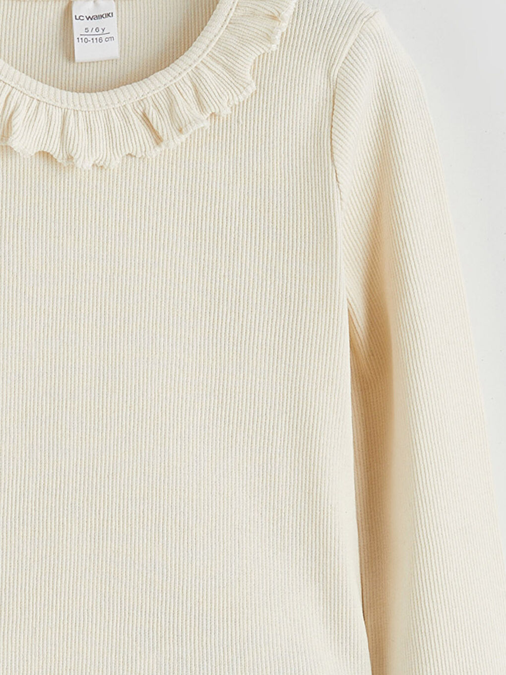 Ekru Bebe Yaka Fitilli Kız Çocuk Bluz	-2