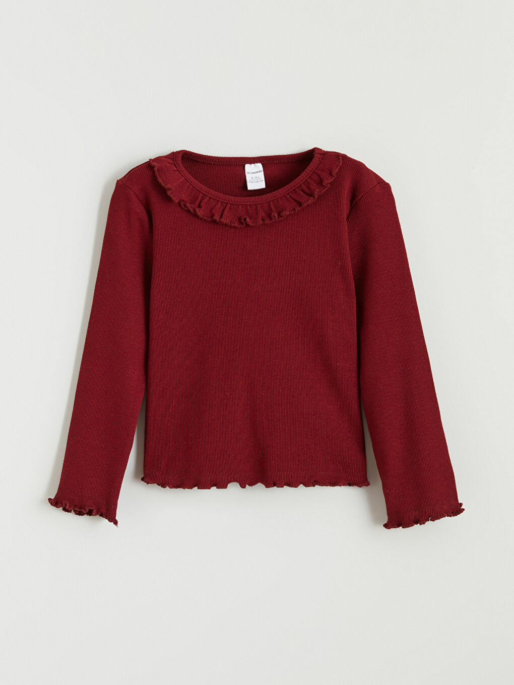 Bordo Bebe Yaka Fitilli Kız Çocuk Bluz	