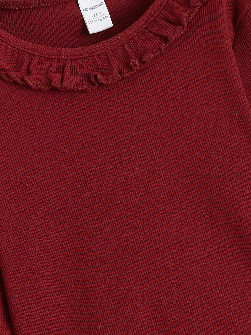 Bordo Bebe Yaka Fitilli Kız Çocuk Bluz	-1