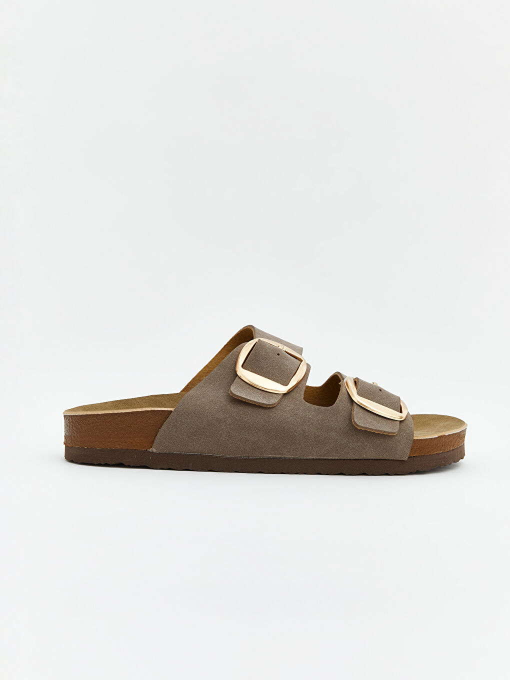 Kahverengi Deri Görünümlü Kadın Terlik-1