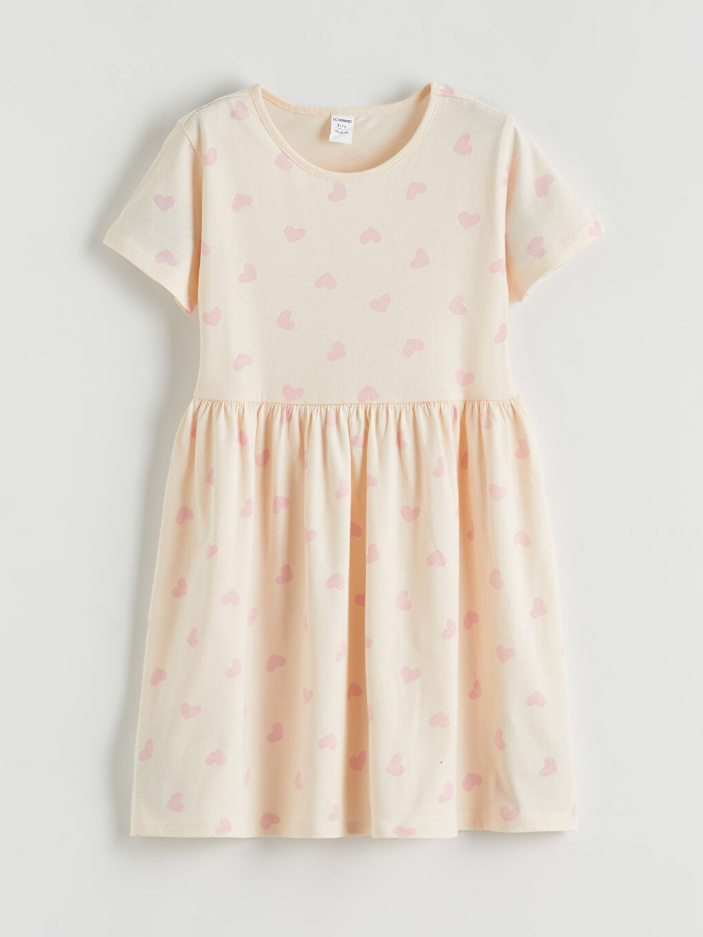 Kalp Baskılı Kız Çocuk Fırfırlı Elbise