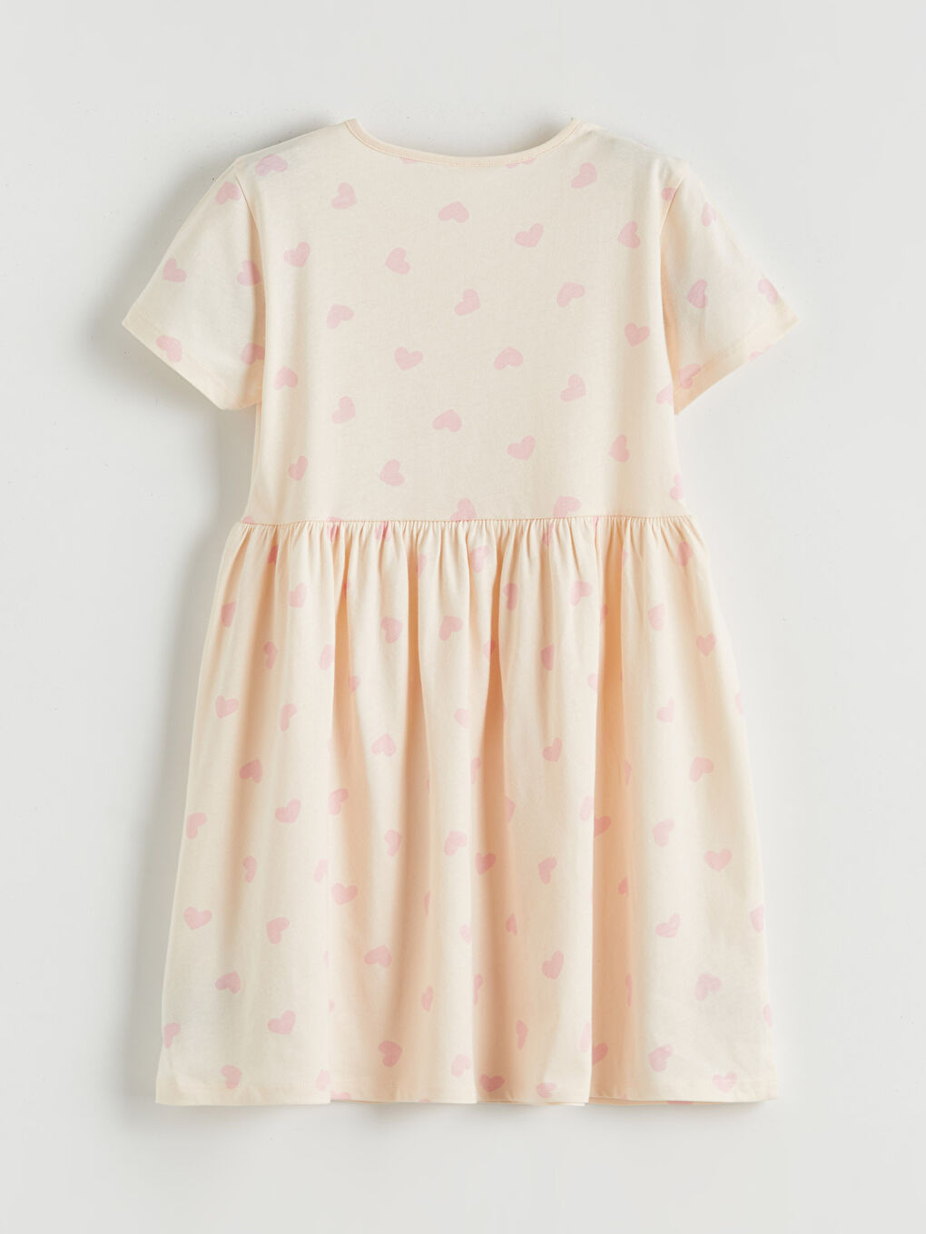 Kalp Baskılı Kız Çocuk Fırfırlı Elbise-1